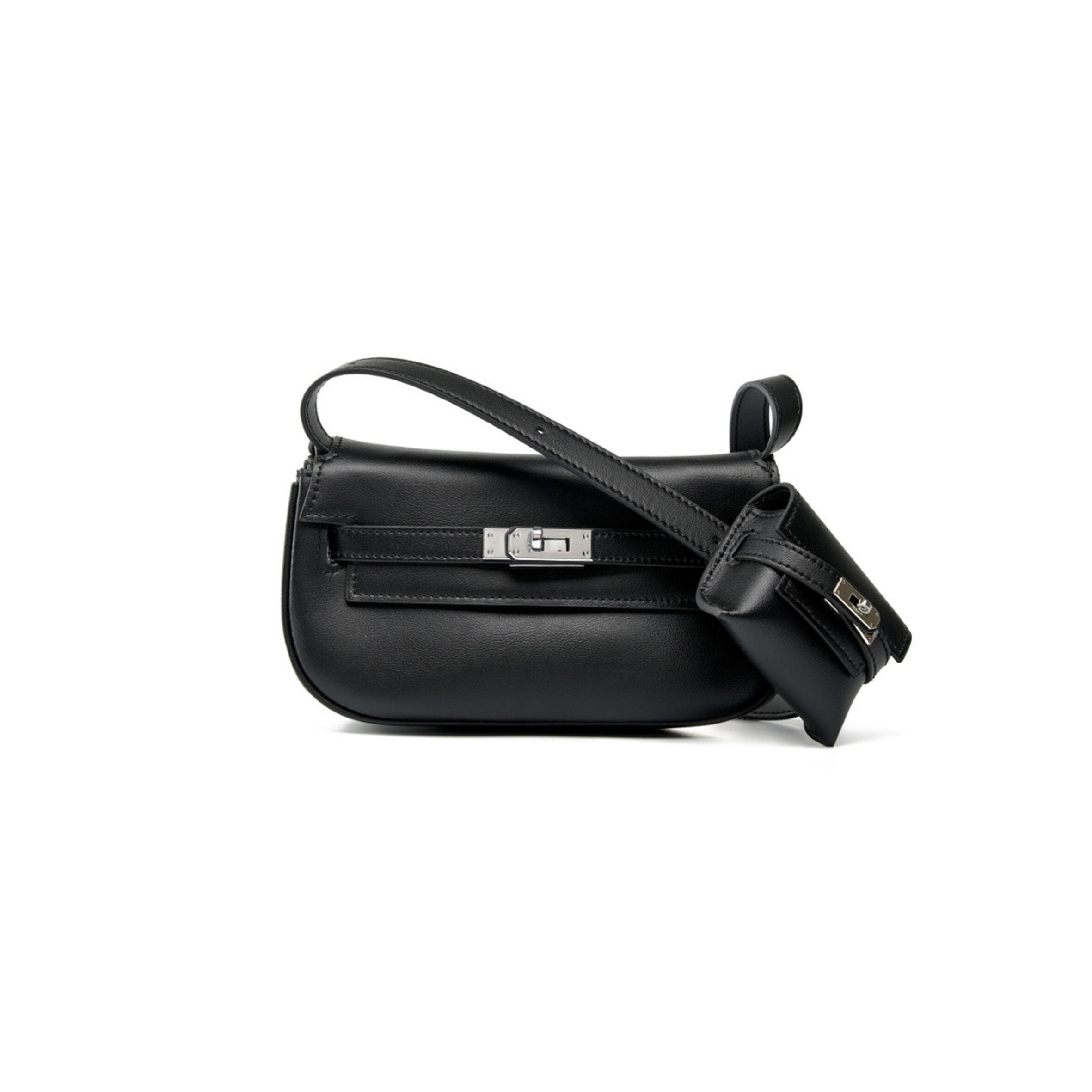 HERMÈS KELLY MOOVE BLACK SWIFT PALLADIUM HARDWARE (20*11.5*6cm)